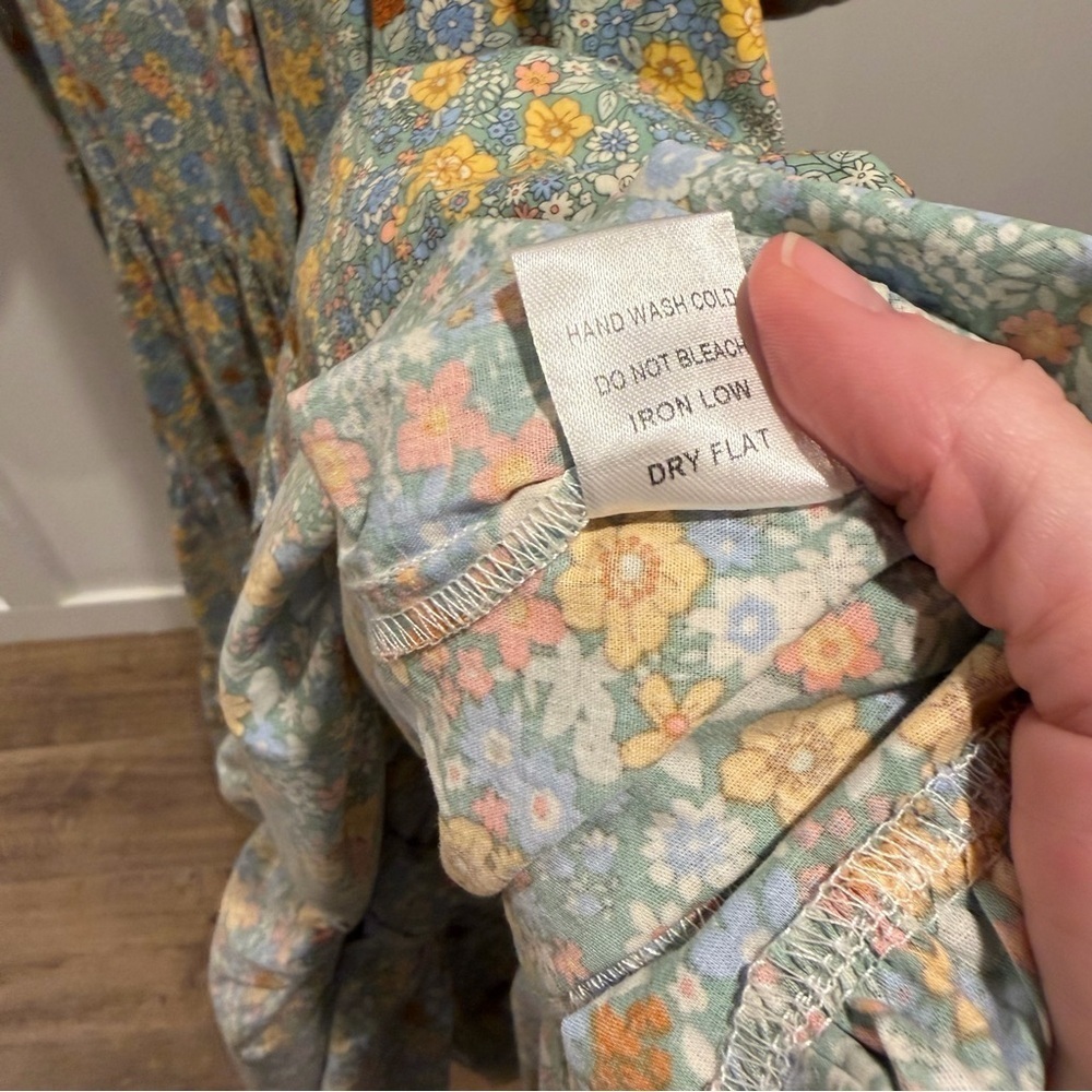 Mable Relaxed Fit Tiered Floral Midi Shirt Dress cottagecore prairie size Small - Picture 7 of 8